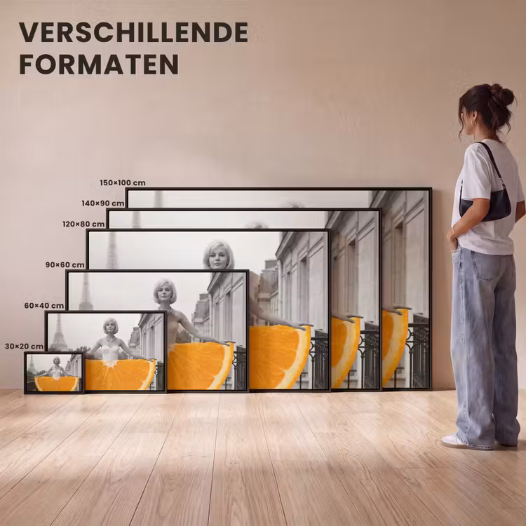 Canvas met lijst - Sinaasappel - Eiffeltoren - Vrouw — 7