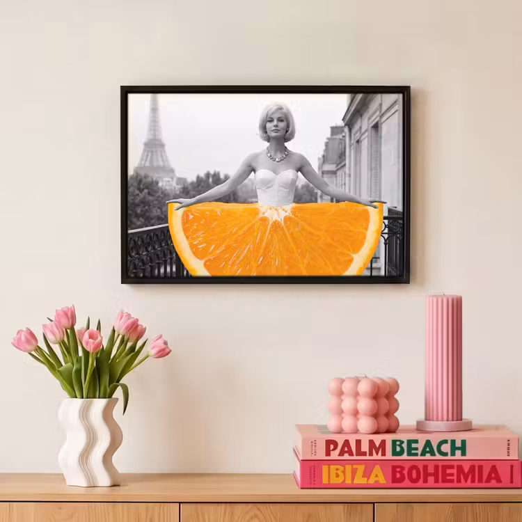 Canvas met lijst - Sinaasappel - Eiffeltoren - Vrouw — 8