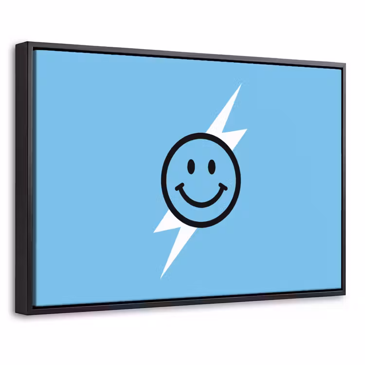 Canvas met lijst - Smiley - Blauw - Bliksem — 1
