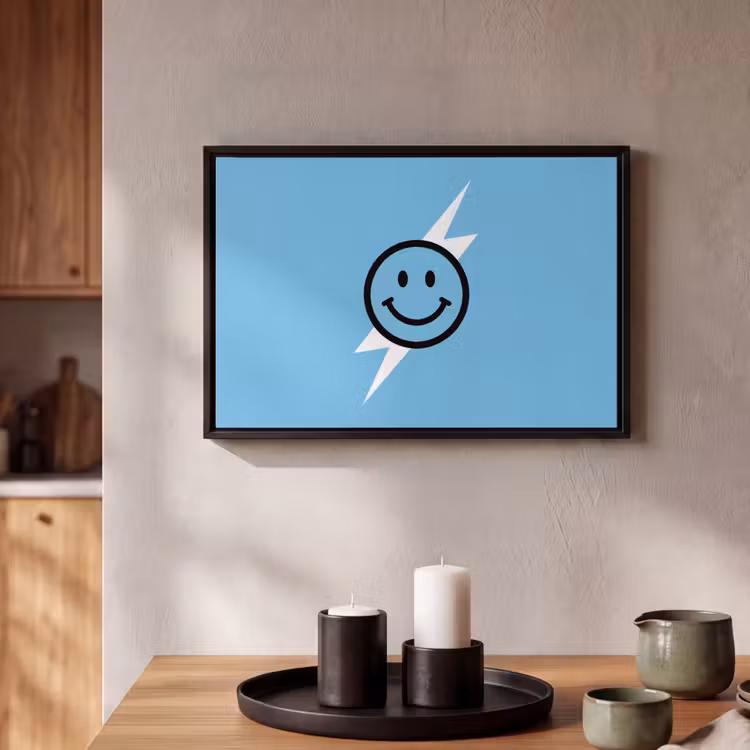 Canvas met lijst - Smiley - Blauw - Bliksem — 2