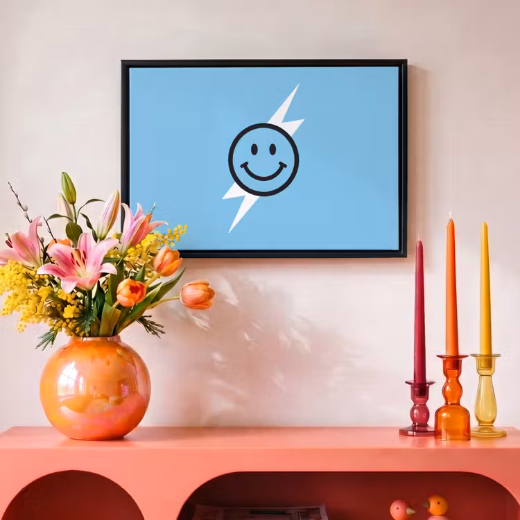 Canvas met lijst - Smiley - Blauw - Bliksem — 4