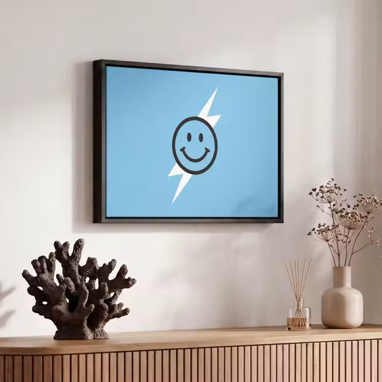 Canvas met lijst - Smiley - Blauw - Bliksem — 6