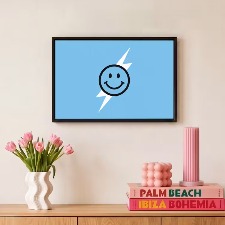 Canvas met lijst - Smiley - Blauw - Bliksem — 8