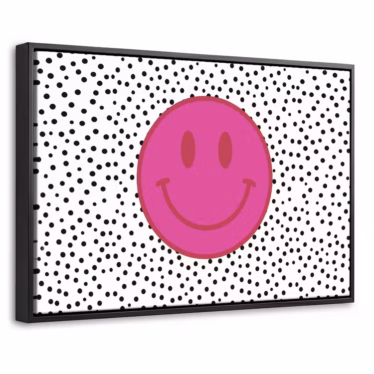 Canvas met lijst - Smiley - Roze - Stippen — 1