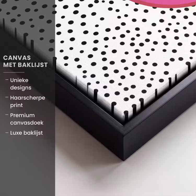 Canvas met lijst - Smiley - Roze - Stippen — 5