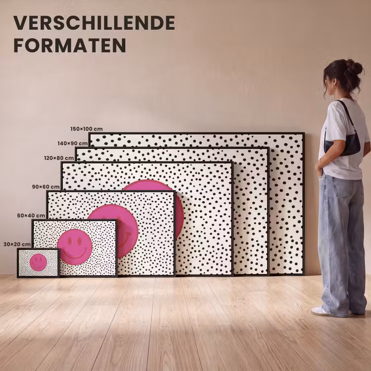 Canvas met lijst - Smiley - Roze - Stippen — 7