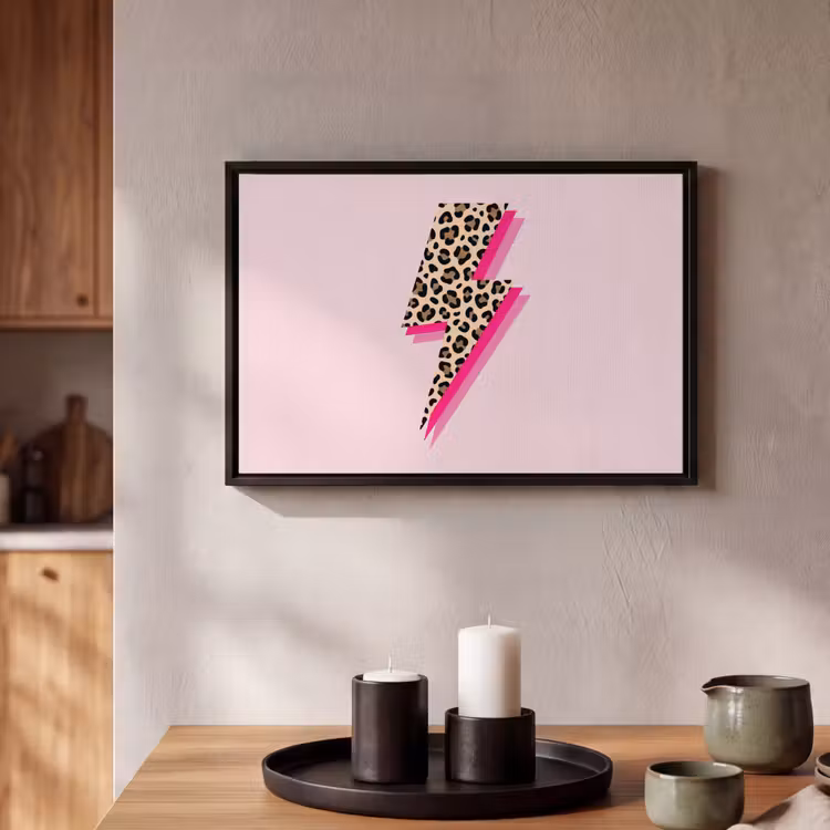 Canvas met lijst - Stippen - Roze - Bliksem — 2