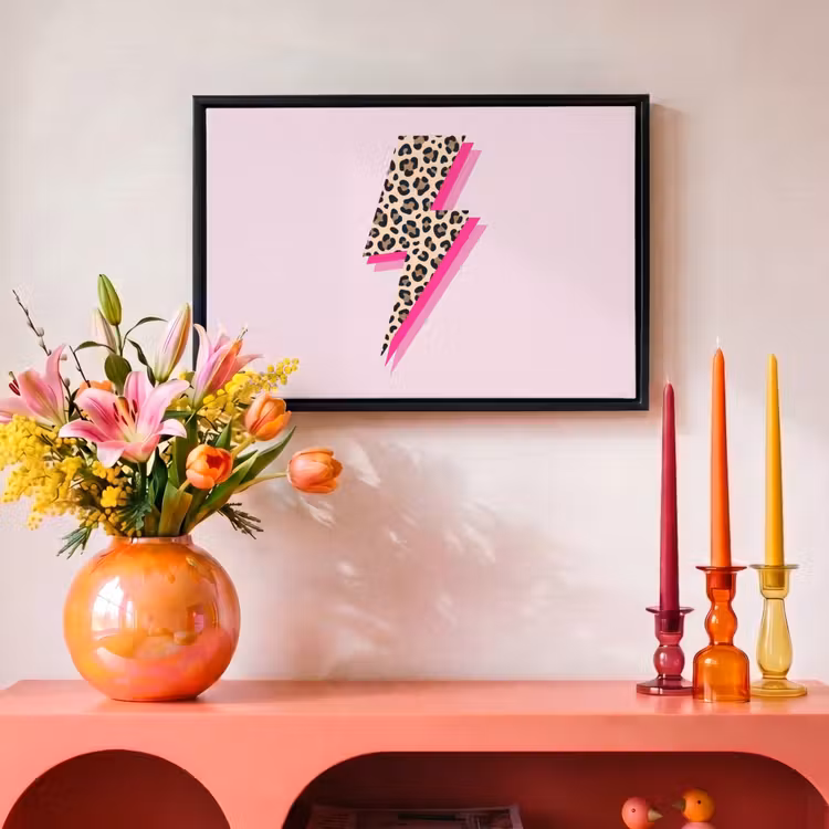 Canvas met lijst - Stippen - Roze - Bliksem — 4