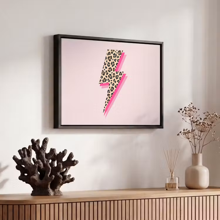 Canvas met lijst - Stippen - Roze - Bliksem — 6
