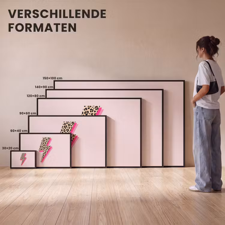 Canvas met lijst - Stippen - Roze - Bliksem — 7