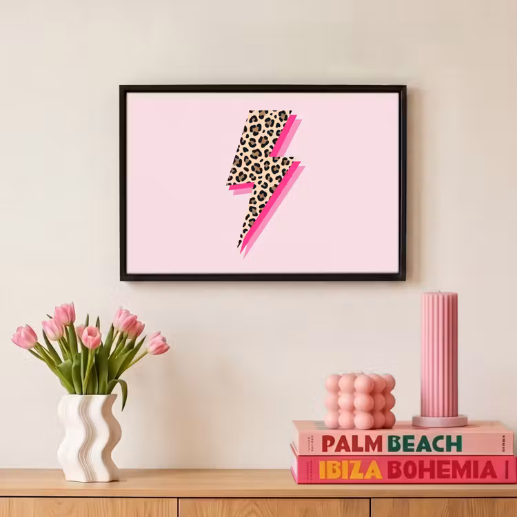 Canvas met lijst - Stippen - Roze - Bliksem — 8