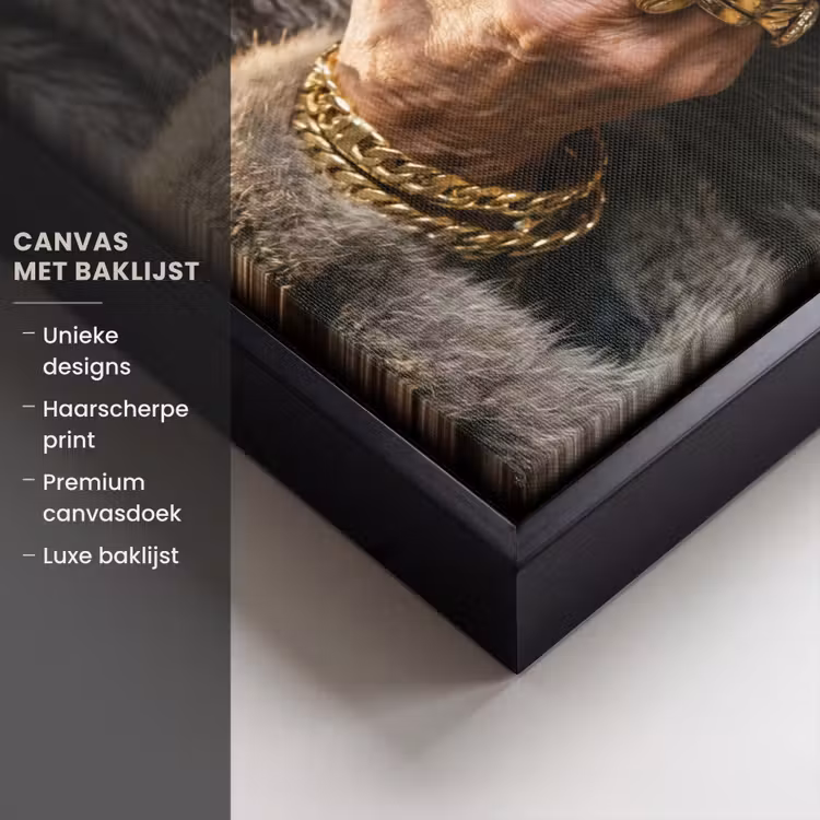 Canvas met lijst - Vrouw - Hamburger - Bontjas — 5