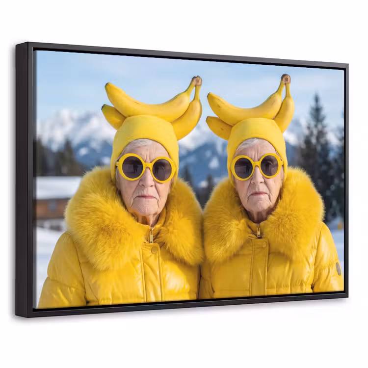 Canvas met lijst - Vrouwen - Bananen - Geel — 1