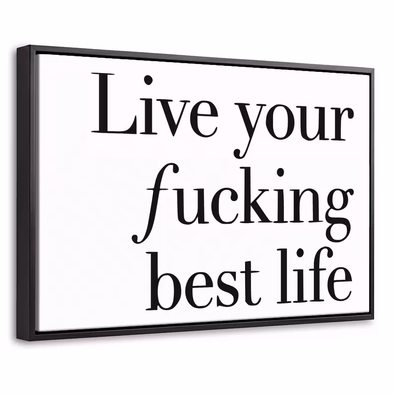 Canvas met lijst - Tekst - Leven - Zwart — 1
