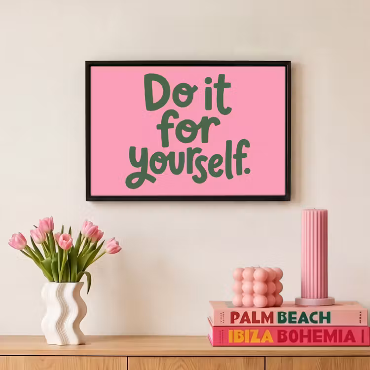 Canvas met lijst - Quote - Positief - Roze — 8