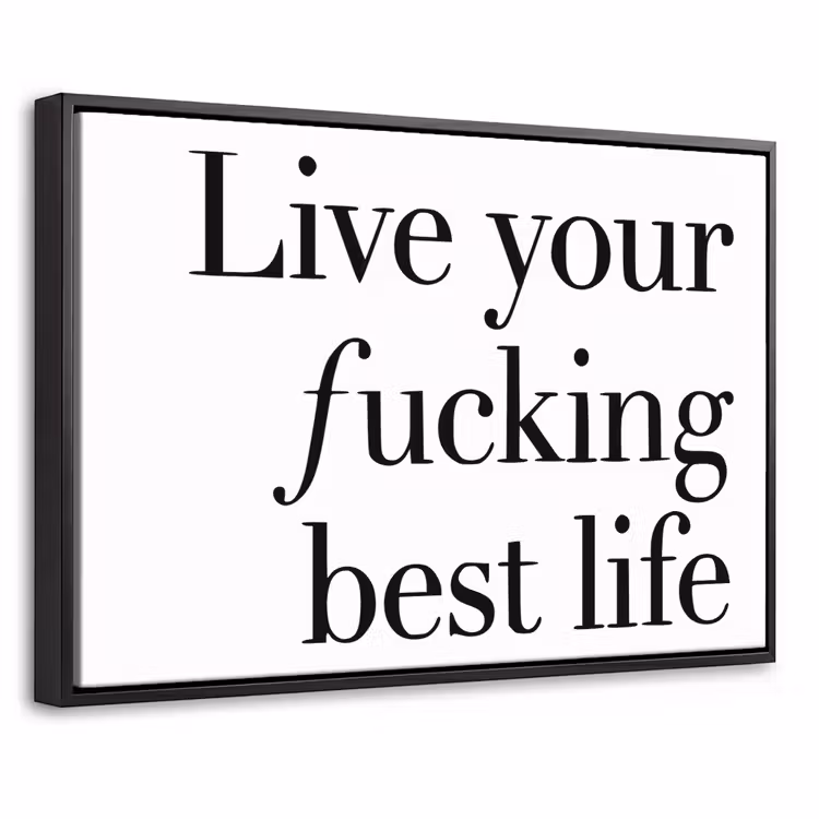 Canvas met lijst - Tekst - Leven - Zwart — 1