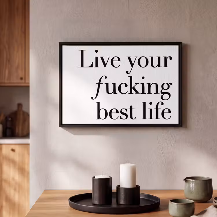 Canvas met lijst - Tekst - Leven - Zwart — 2