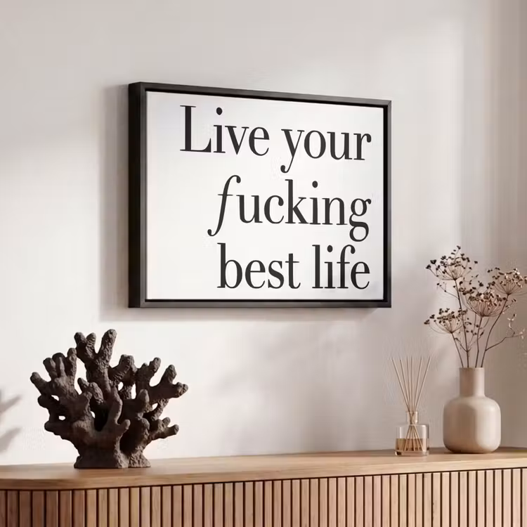 Canvas met lijst - Tekst - Leven - Zwart — 6
