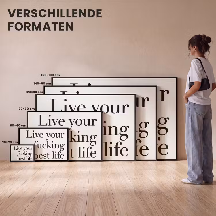 Canvas met lijst - Tekst - Leven - Zwart — 7