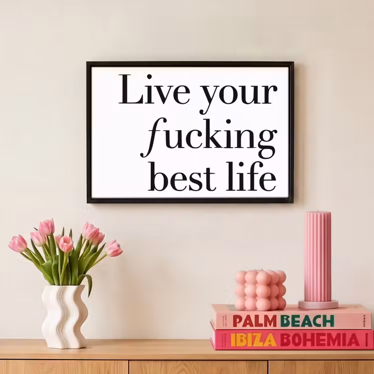 Canvas met lijst - Tekst - Leven - Zwart — 8