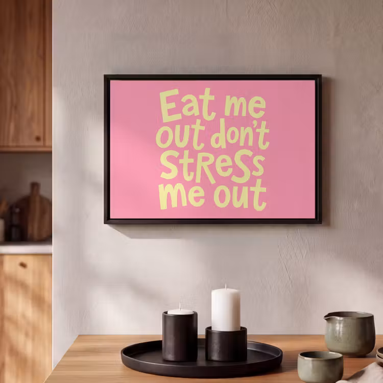 Canvas met lijst - Tekst - Stress - Roze — 2