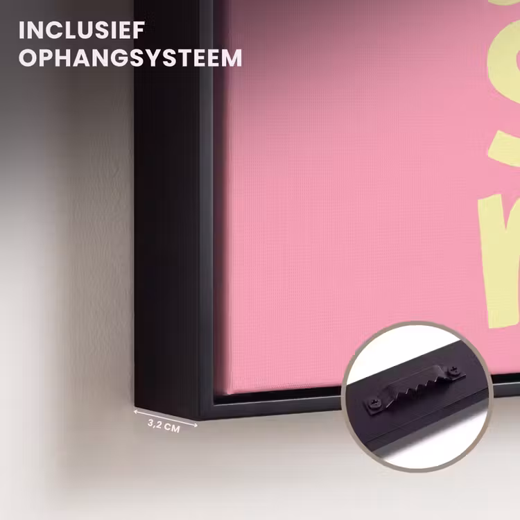 Canvas met lijst - Tekst - Stress - Roze — 3