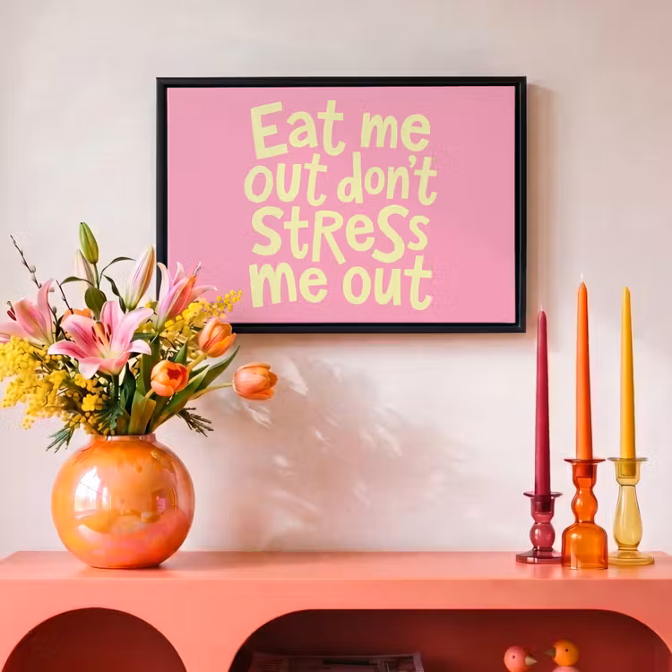 Canvas met lijst - Tekst - Stress - Roze — 4
