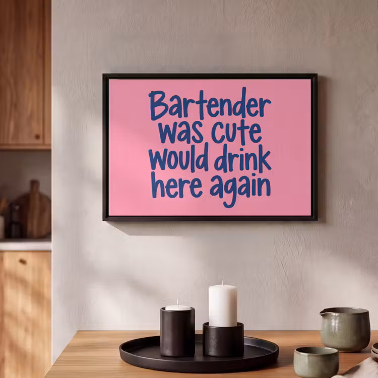 Canvas met lijst - Bartender - Quote - Donkerblauw — 2