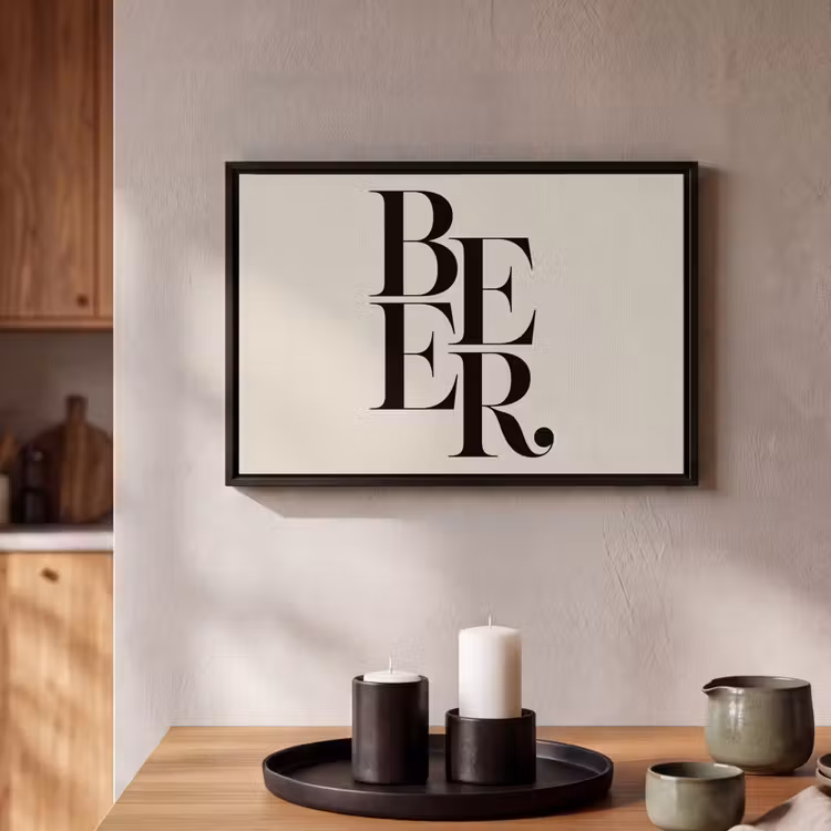 Canvas met lijst - Beer - Minimalistisch - Beige — 2