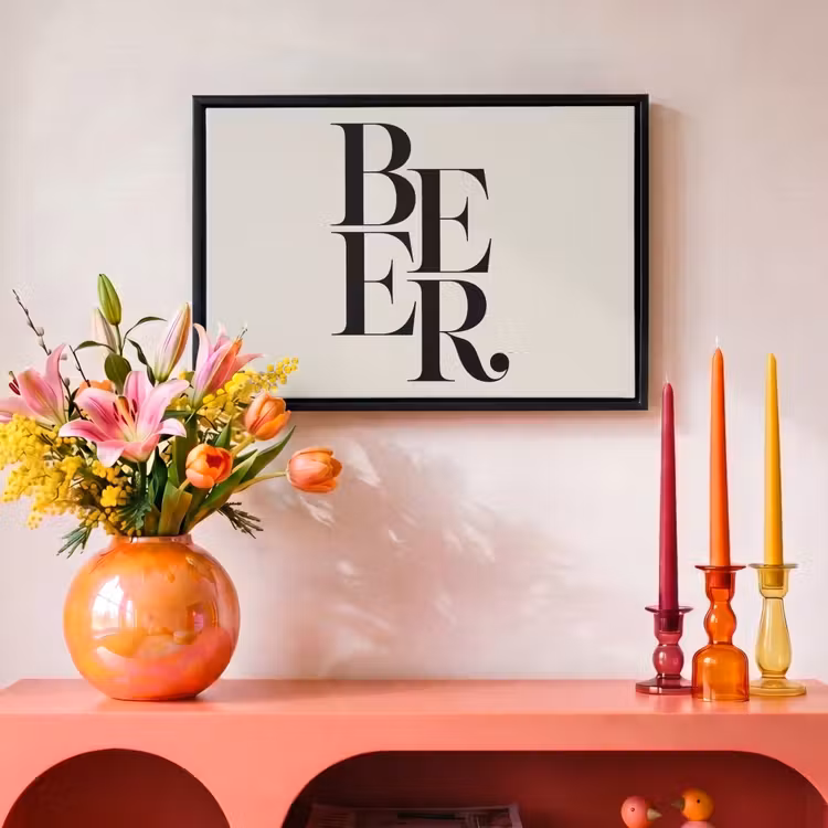 Canvas met lijst - Beer - Minimalistisch - Beige — 4
