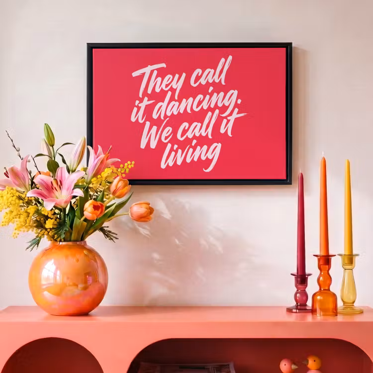 Canvas met lijst - Dancing - Living - Quote - Rood — 4