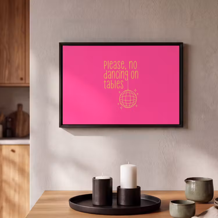 Canvas met lijst - Discobal - Quote - Dancing - Roze — 2