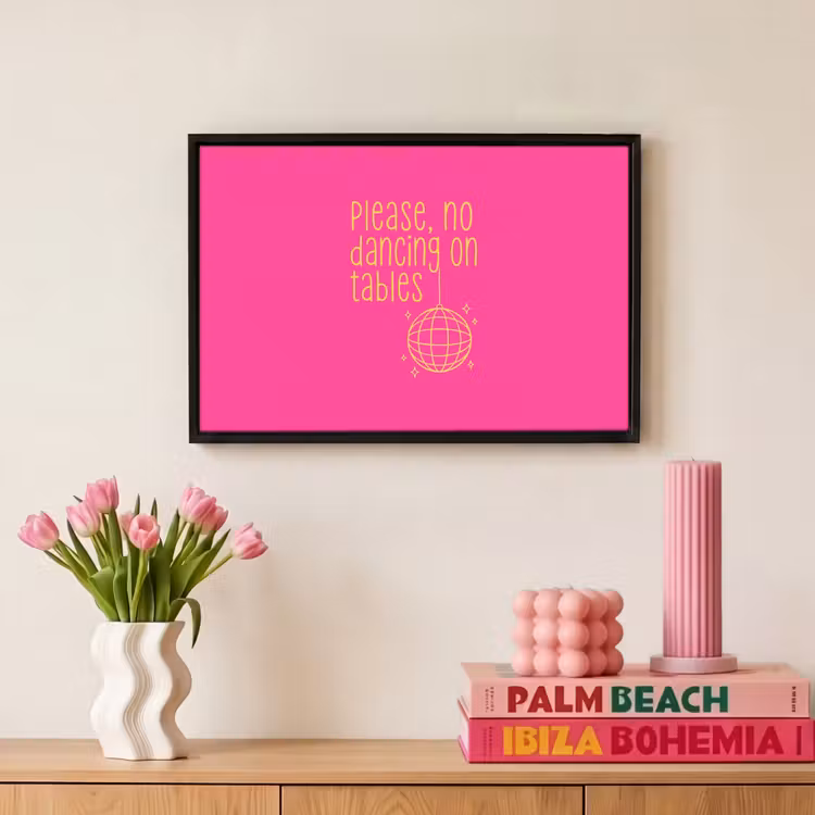 Canvas met lijst - Discobal - Quote - Dancing - Roze — 8