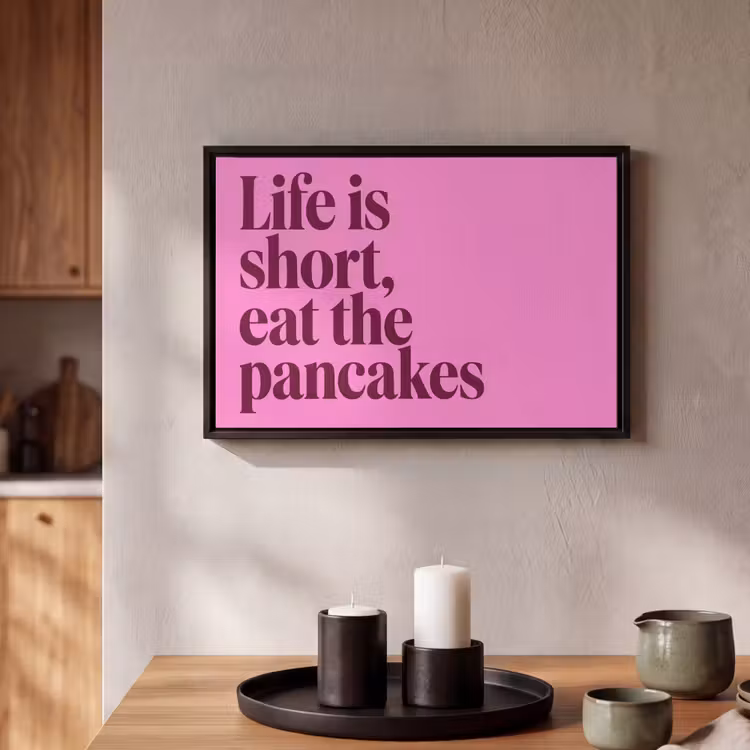 Canvas met lijst - Life is short - Quote - Roze - Pancakes — 2