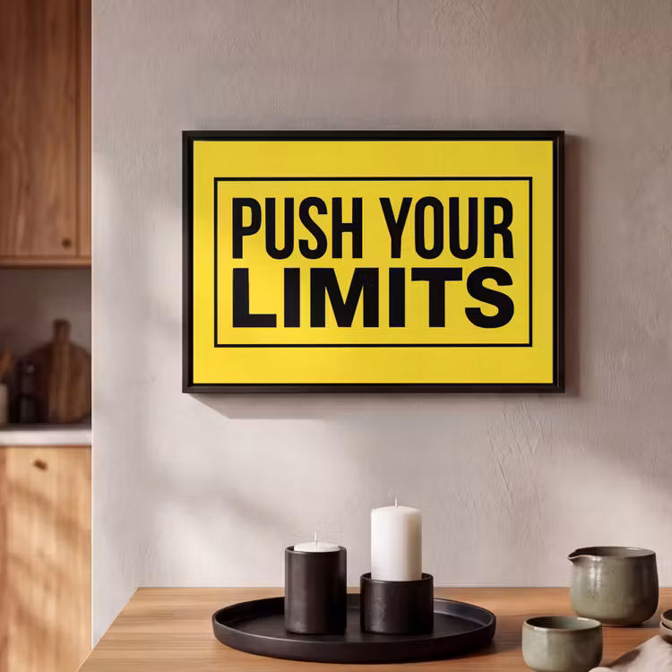 Canvas met lijst - LIMITS - Geel - Quote — 2