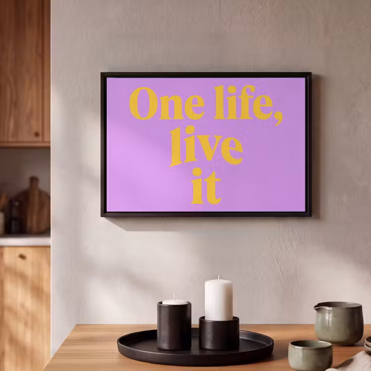 Canvas met lijst - Pastelpaars - Life - Quote — 2