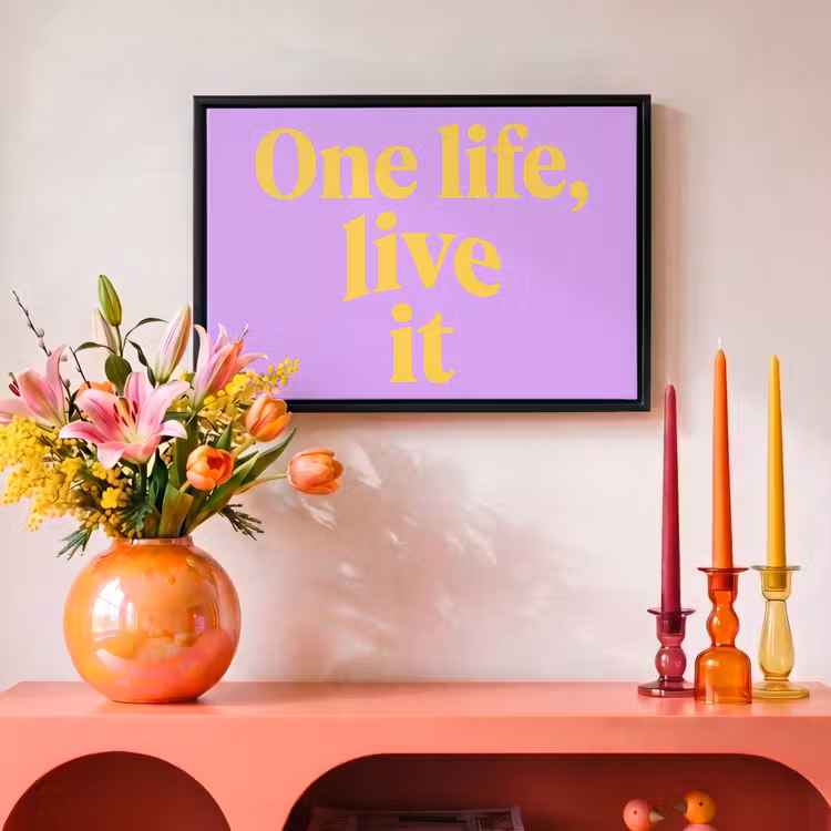Canvas met lijst - Pastelpaars - Life - Quote — 4
