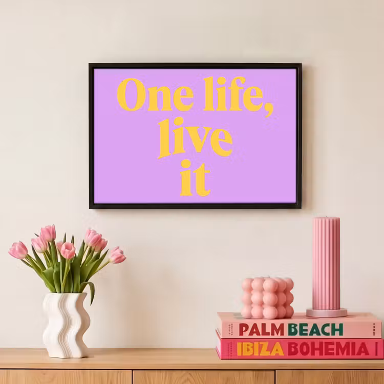 Canvas met lijst - Pastelpaars - Life - Quote — 8
