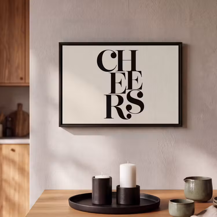 Canvas met lijst - Quote - Cheers - Minimalistisch - Beige — 2