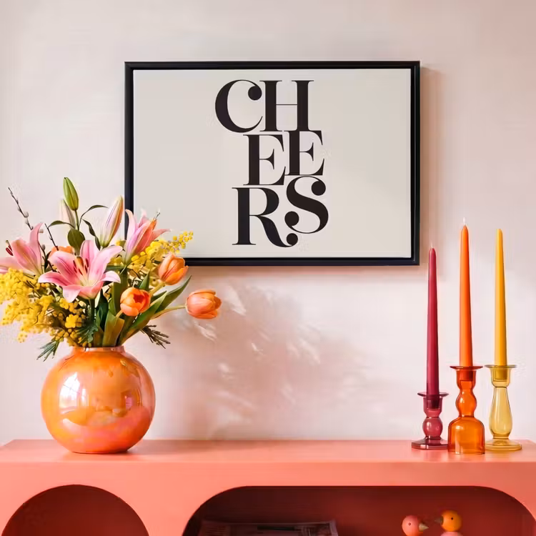 Canvas met lijst - Quote - Cheers - Minimalistisch - Beige — 4