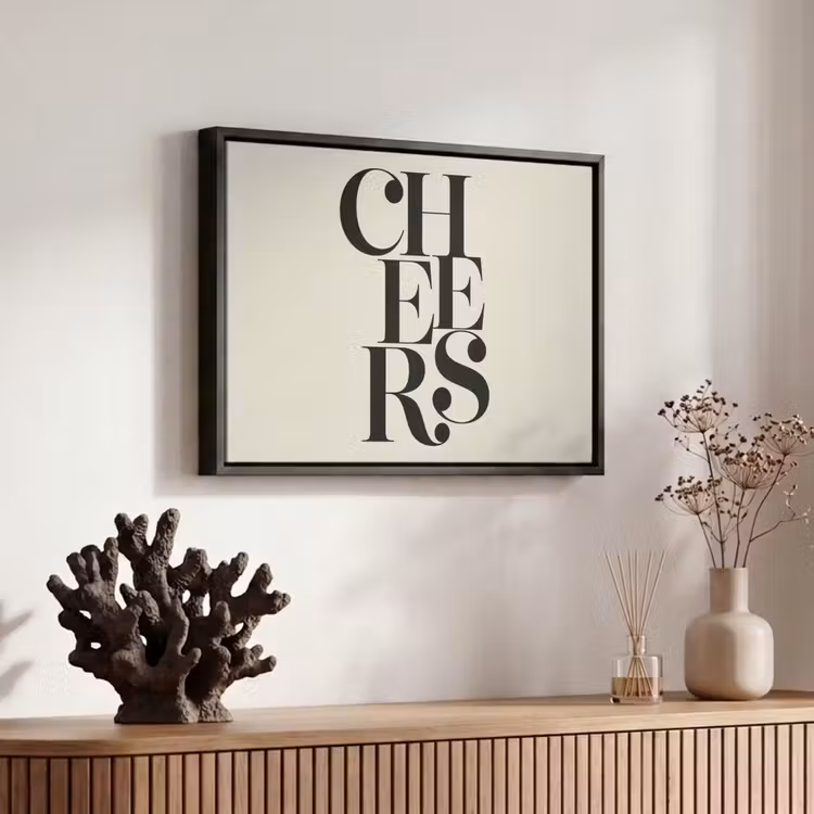Canvas met lijst - Quote - Cheers - Minimalistisch - Beige — 6