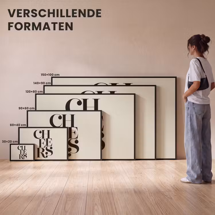 Canvas met lijst - Quote - Cheers - Minimalistisch - Beige — 7