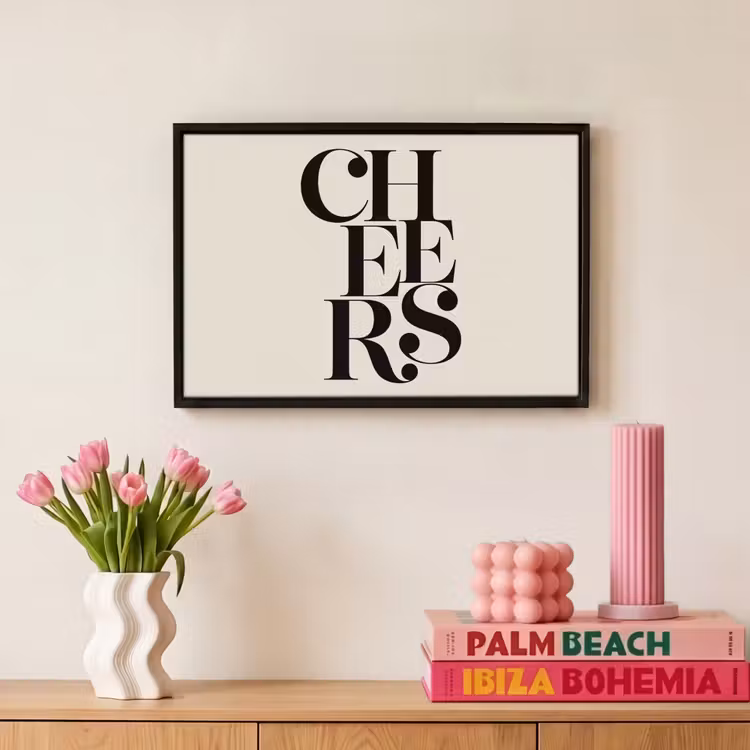 Canvas met lijst - Quote - Cheers - Minimalistisch - Beige — 8