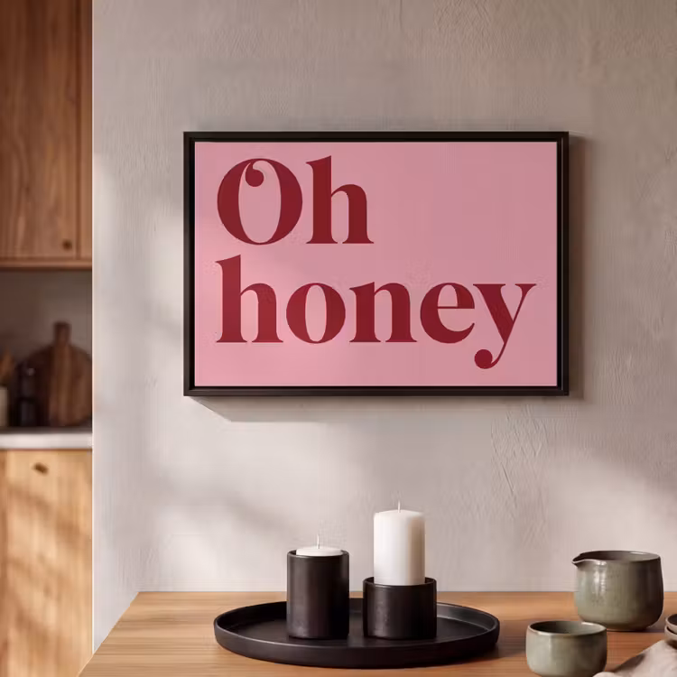Canvas met lijst - Quote - Honey - Roze — 2