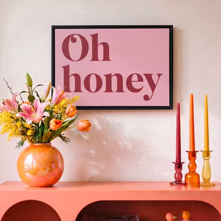 Canvas met lijst - Quote - Honey - Roze — 4