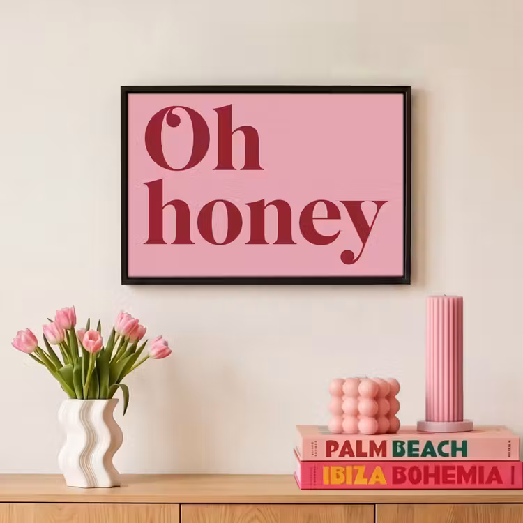 Canvas met lijst - Quote - Honey - Roze — 8