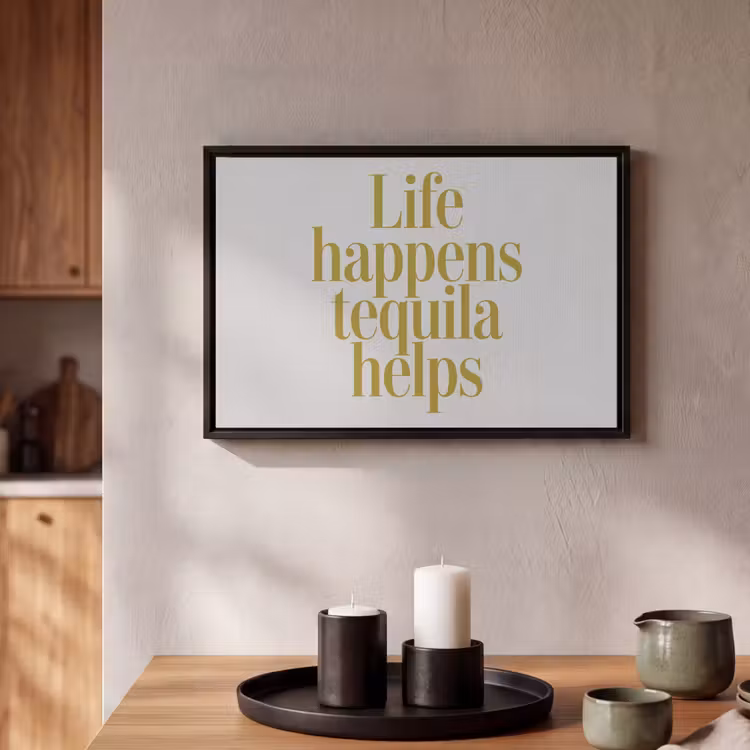 Canvas met lijst - Quote - Tequila - Geel - Minimalistisch — 2