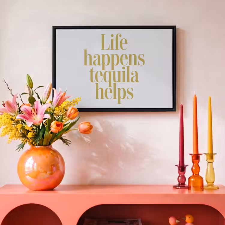 Canvas met lijst - Quote - Tequila - Geel - Minimalistisch — 4