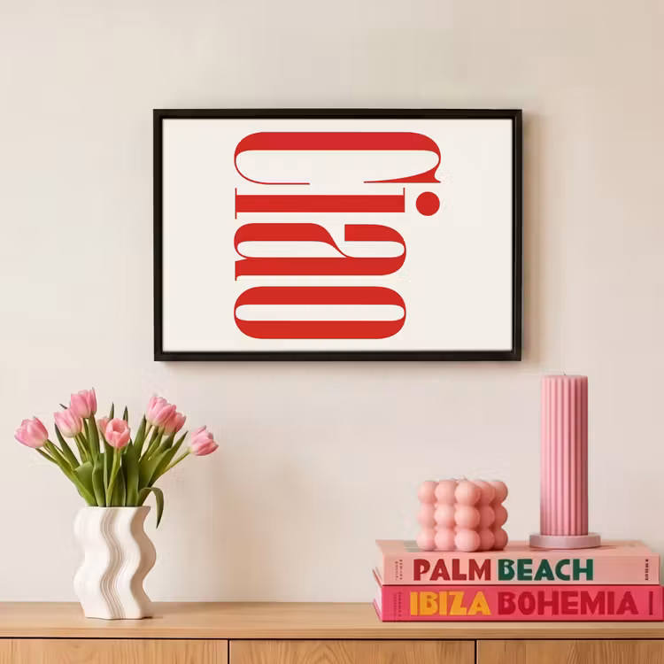 Canvas met lijst - Woord - Ciao - Rood — 8