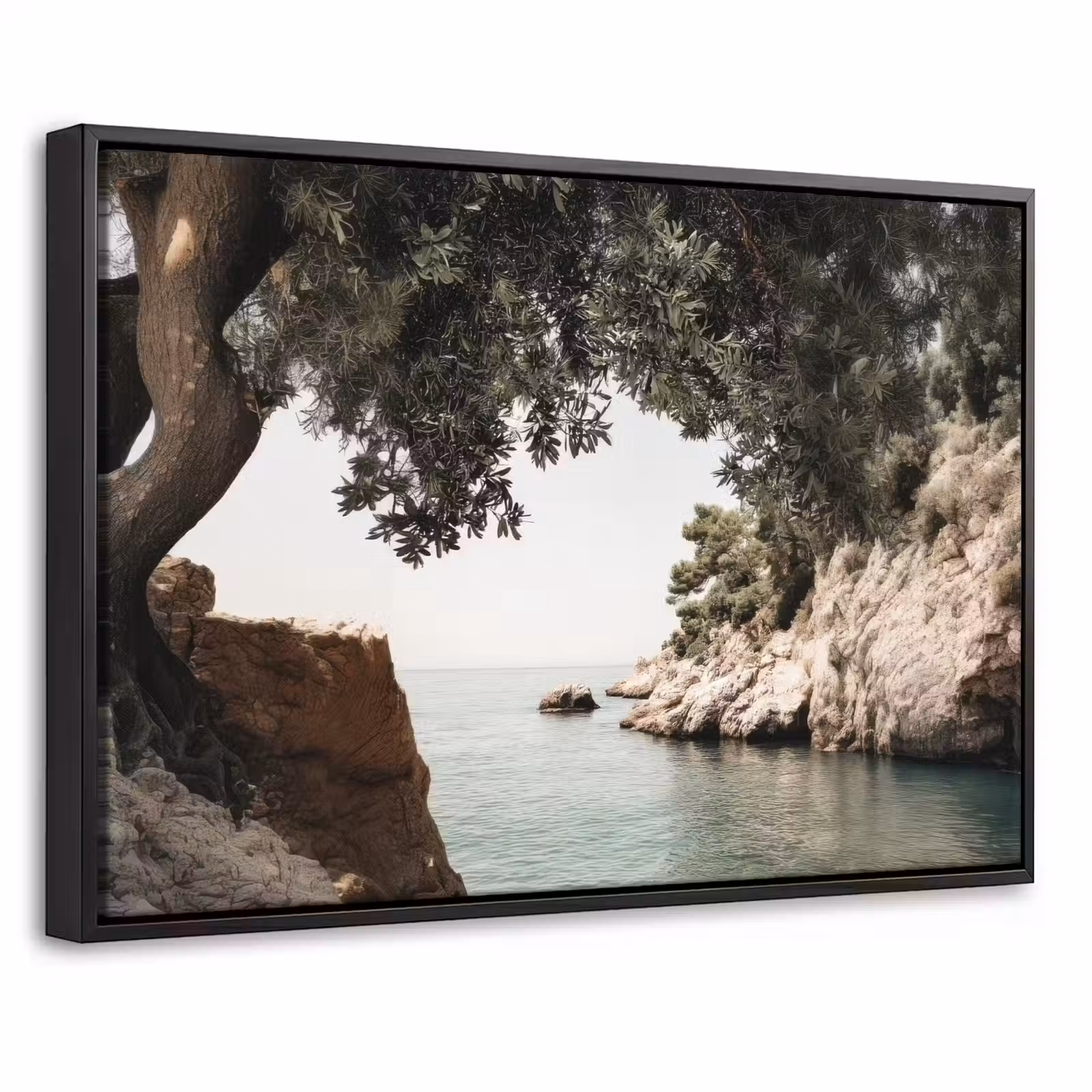 Canvas met lijst - Rotsen - Zee - Boom - Groen — 1